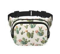 Sac banane double couche carré mignon cactus mini réglable ceinture sac d'exercice course voyage randonnée, noir, One Size