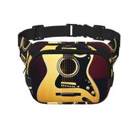 Sac banane double couche carré polyvalent imprimé guitare note tendance pour homme et femme Sac à usage quotidien, noir, One Size