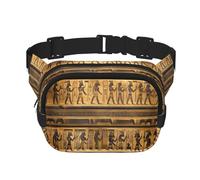 Sac banane double couche carré polyvalent imprimé hiéroglyphes égyptiens tendance pour homme et femme sac à usage quotidien, noir, One Size