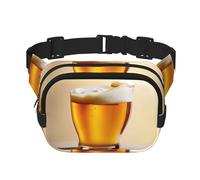 Sac banane double couche carré polyvalent imprimé mousse bière tendance pour homme et femme, noir, One Size