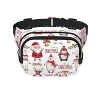 Sac banane double couche carré polyvalent imprimé Père Noël pour homme et femme, noir, One Size