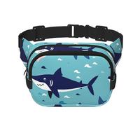 Sac banane double couche motif ancre de requin marin pour homme et femme, sac banane réglable pour voyage, randonnée, course à pied, cyclisme, festival