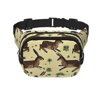 Sac Banane Double Couche pour Homme et Femme, Ceinture de Course réglable et imperméable, Sac Banane Multifonctionnel avec imprimé lièvre Sauteur pour Voyage, randonnée, Fitness