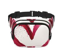 Sac Banane Double Couche pour Homme et Femme, Ceinture de Course réglable et imperméable, Sac Banane Multifonctionnel avec imprimé cœur dessiné en Rouge à lèvres pour Voyage, randonnée, Fitness