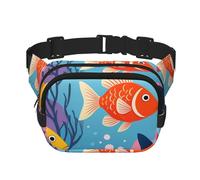 Sac Banane Double Couche pour Hommes et Femmes, Ceinture de Course réglable et imperméable, Sac Banane Multifonctionnel avec imprimé Poisson de Dessin animé pour Voyage, randonnée, Fitness