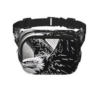 Sac Banane Double Couche pour Hommes et Femmes, Ceinture de Course réglable et imperméable, Sac Banane Multifonctionnel avec imprimé Aigle Noir et Blanc pour Voyage, randonnée, Fitness
