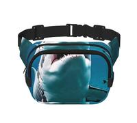 Sac Banane Double Couche pour Hommes et Femmes, Ceinture de Course réglable et imperméable, Sac Banane Multifonctionnel avec Superbe imprimé Poisson Blanc pour Voyage, randonnée, Fitness