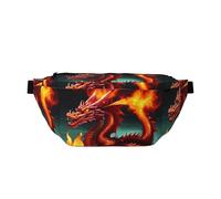 Sac banane Dragon King In Fire. Grande capacité, imperméable et résistant à la poussière, fermeture éclair sécurisée, convient pour les voyages et les activités de plein air, noir, taille unique