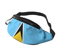 Sac banane drapeau de Sainte-Lucie pour homme ou femme - Sac banane pour festival, entraînement, voyage, course à pied, sport, sac banane pour téléphone portable, Noir , Taille unique, Sacs banane