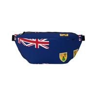 Sac banane drapeau des îles Turques et Caïques - Sac banane polyvalent pour homme et femme avec poches zippées, idéal pour les voyages, la course à pied, noir, taille unique