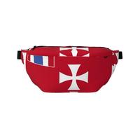 Sac banane drapeau des îles Wallis et Futuna - Sac à bandoulière polyvalent pour homme et femme avec poches à fermeture éclair, idéal pour les voyages, la course à pied, noir, taille unique