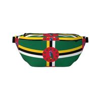 Sac banane drapeau du Commonwealth de la Dominique - Sac à bandoulière polyvalent pour homme et femme avec poches zippées, idéal pour les voyages, la course à pied, noir, taille unique