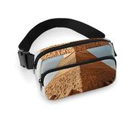 Sac banane égyptien pyramide dans le désert pour homme et femme - Sac banane réglable décontracté pour voyage, sport, randonnée, blanc, 20,1 x 13 cm, blanc, 7.9x5.1inches