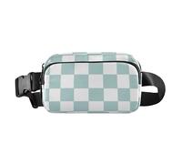 Sac banane élégant à carreaux américains vert et blanc pour homme et femme, mini sac de poitrine à bandoulière avec sangle réglable pour le shopping, le sport, le travail, Plaid américain vert et
