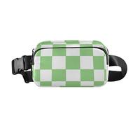 Sac banane élégant à carreaux américains vert et blanc pour homme et femme, sac banane résistant à l'eau, portefeuille de voyage avec sangle réglable pour voyage, vacances, course à pied, Plaid