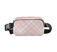 Sac banane élégant à motif damier pour homme et femme, sac banane multifonction avec sangle réglable pour voyage, shopping, course à pied, Flesh Peach Checkerboard, Taille unique
