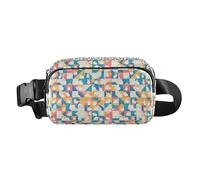 Sac banane élégant avec corde rayée bleu marine et aquarelle océan pour femmes, hommes, adolescents, pour l'entraînement, la course à pied, la randonnée, Motif lapin, 1 Size