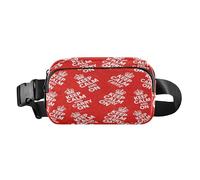 Sac banane élégant avec inscription « Keep Calm and Carry on » pour homme et femme - Sac à bandoulière imperméable avec sangle réglable - Rouge