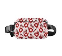 Sac banane élégant avec motif cœur ensanglanté et inscription Happy Halloween pour homme et femme avec sangle réglable pour voyage, course à pied, randonnée, Empreinte de main en forme de cœur