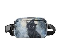 Sac banane élégant avec motif floral vif - Mandala centré - Motif écharpe en soie - Pour homme et femme - Résistant à l'eau, Chat noir mystérieux, 1 size