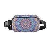 Sac banane élégant avec motif floral vif - Mandala centré - Motif écharpe en soie - Pour homme et femme - Résistant à l'eau, Motif floral vif - Mandala centré - comme un foulard en soie, 1 size