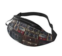 Sac banane élégant avec motif note de musique pour homme et femme, sac de poitrine réglable tendance, sac banane de voyage, sport, marche, Vintage Wall of Radio Boombox, Taille unique