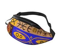 Sac banane élégant avec motifs nationaux africains 3D pour femmes et hommes - Sac banane léger avec poches zippées - Ceinture réglable pour promener le chien, la course, le cyclisme, la randonnée, le