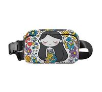 Sac banane élégant avec note de musique squelette pour homme et femme, Tableau de fleurs sirène, 1 size