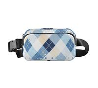 Sac banane élégant avec sangle réglable pour homme et femme Bleu et blanc, Grille de rêve bleue et blanche, Taille unique