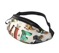 Sac banane élégant d'apprentissage des lettres de l'alphabet avec dinosaures imprimés avec prise casque, sacs banane personnalisés unisexes pour la course à pied, la randonnée, pour homme et femme,