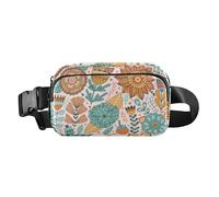 Sac banane élégant de grande capacité avec sangle réglable pour cyclisme, randonnée, gym, texture botanique, fleurs détaillées, Fleurs détaillées de texture botanique, 1 Size