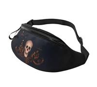 Sac banane élégant en 3D gothique avec motif tête de mort, sac banane léger avec poches zippées, ceinture réglable pour promenade de chien, course à pied, cyclisme, randonnée, sport de plein air, 3D