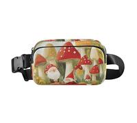 Sac banane élégant en forme d'escargot sur un rocher pour femmes, hommes, adolescents, grande capacité, Champignons nains rouges, 1 size