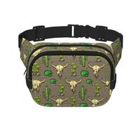 Sac banane élégant et pratique avec motif crâne de taureau et cactus, réglable, parfait pour les voyages et les activités de plein air, noir, taille unique, noir, Talla única