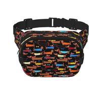 Sac banane élégant et pratique, réglable, parfait pour les voyages et les activités de plein air avec inscription « I Love My Dog Teckels », Noir , Taille unique