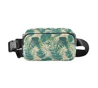 Sac banane élégant motif tigre vert botanique pour femmes, hommes, adolescents, pour voyage, course à pied, randonnée, Feuilles de palmier tropicales, feuilles de fougère, émeraude, 1 Size
