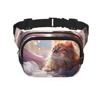 Sac banane élégant pour animal de compagnie avec imprimé de chat, sac à bandoulière tendance, sac de rangement de sport de voyage