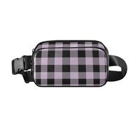 Sac banane élégant pour femme et homme avec fermeture éclair étanche, Motif écossais violet classique, 8" x 5.3" x 2.3", Rétro