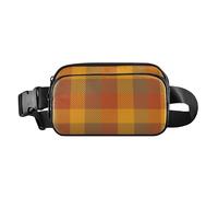 Sac banane élégant pour femmes, hommes, adolescents, sac à bandoulière de grande capacité, accessoire de voyage, tartan automnal, carreaux orange, 20,3 x 13,5 x 5,8 cm, rétro, Tartan Automne Buffalo