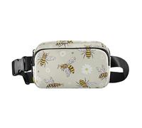 Sac banane élégant pour femmes, hommes, adolescents, sac de poitrine de grande capacité avec sangle réglable pour entraînement, course à pied, randonnée, abeille, bonheur, insectes, dessin animé, Bee