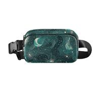 Sac banane élégant pour homme et femme avec sangle réglable pour le shopping, le sport, le travail, le tarot vert et doré, Lune astrologie tarot vert or, Moderne