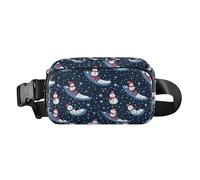 Sac banane élégant pour homme et femme avec sangle réglable pour voyage, gym, travail, Luge bonhomme de neige bleu de Noël, 1 size