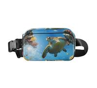 Sac banane élégant pour homme et femme avec sangle réglable pour voyage, vacances, course à pied, tortue poisson dessin animé animal marin, 1 size