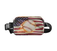 Sac banane élégant pour homme et femme - Résistant à l'eau - Avec sangle réglable - Pour voyage, gym, travail, balle de baseball - Drapeau sur la série, Drapeau de balle de baseball sur la série,