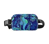 Sac banane élégant pour homme et femme, sac banane imperméable avec sangle réglable pour voyage, gym, travail, hippocampe, bleu océan, Hippocampe bleu océan, Taille unique, Décontracté