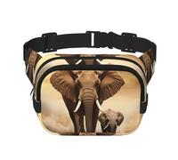 Sac banane éléphant et bébé éléphant pour femme - Étanche et réglable - Sac banane tendance décontracté pour la course à pied, l'entraînement, la randonnée, les voyages, noir, taille unique, Noir ,