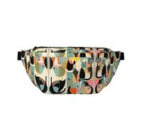 Sac banane en bandoulière imperméable avec sangle réglable pour la course à pied, motif chat art moderne du milieu du siècle