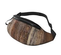 Sac banane en bois marron pour homme et femme, sac banane en polyester imprimé pour voyage, marche, sport avec sangle réglable, Noir , Taille unique