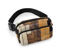 Sac banane en bois rustique imprimé pour entraînement, voyage, course décontractée, course à pied, randonnée, cyclisme, bois rustique, 20 x 13 cm, Bois rustique, 7.9 X 5.1 in