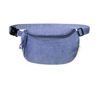 Sac banane en coton recyclé GRS 220 g/m², 25 x 17 x 8 cm, double fermeture éclair, sangle réglable, bleu marine, Sac banane